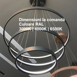 Candelabru LED modern cu cercuri suspendate realizat la comandă