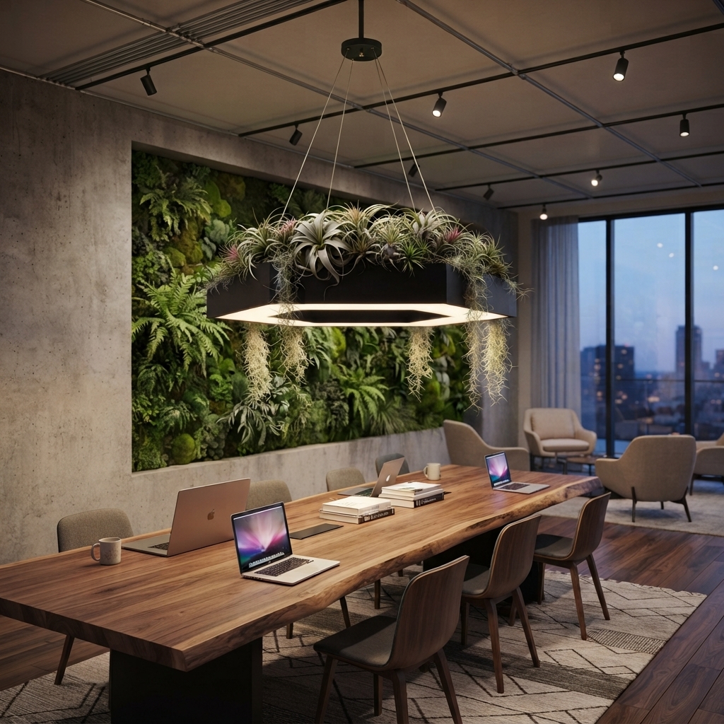 Corp de iluminat LED hexagonal cu plante artificiale Corp de iluminat LED suspendat hexagonal cu plante decorative