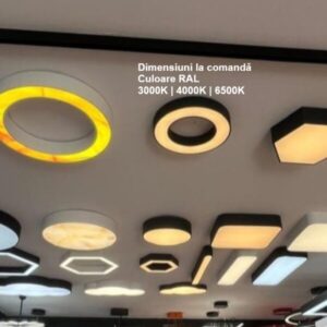 Plafoniere LED la comandă, realizate la dimensiuni personalizate, culoare RAL și temperatură de culoare 3000K, 4000K sau 6500K.